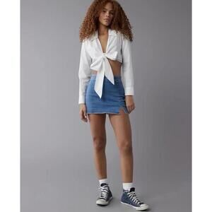 NWT American Eagle AE Next Level High-Waisted Women’s Denim Skort Size 2 Long